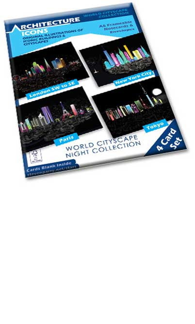 World Cityscapes Night 4 Card Set